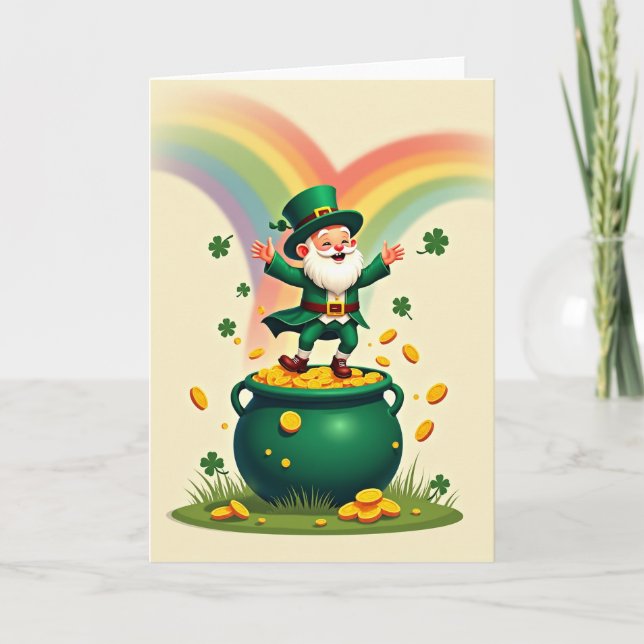 Tarjeta Clover Luck Leprechaun Scene Card (Anverso)