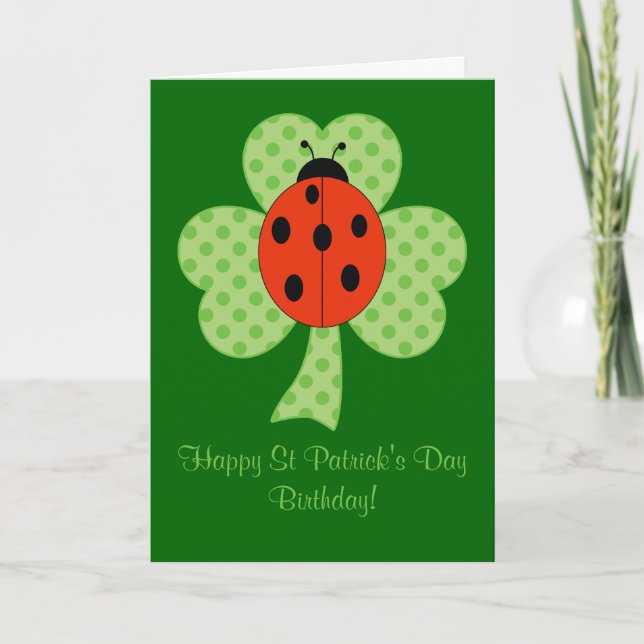Tarjeta Clover Polka no hace Ladybug St Patricks Day Cumpl (Anverso)