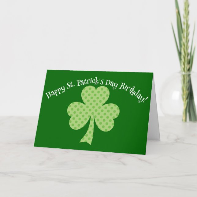 Tarjeta Clover Polka puntos St Patricks Day Birday (Anverso)