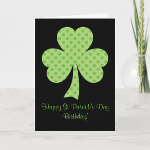 Tarjeta Clover Polka puntos St Patricks Day Birday black