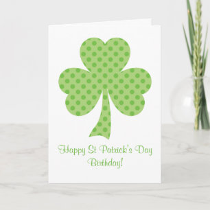 Tarjeta Clover Polka puntos St Patricks Día blanco