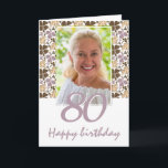 Tarjeta Clover Shamrock Pattern 80th Birthday Photo<br><div class="desc">Tarjeta fotográfica de cumpleaños 80 del patrón Shamrock para una mujer que celebra su ochenta cumpleaños. Añade tu foto y texto dentro o borra. Puede cambiar el número de edad.</div>