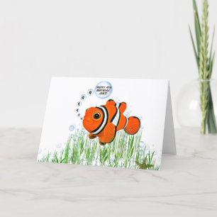 Tarjeta Clown fish in seaweed for 4th birthday