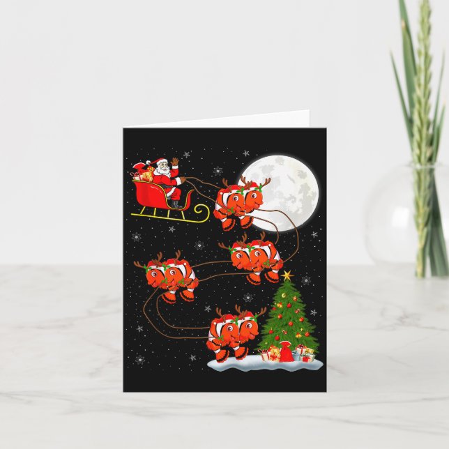 Tarjeta Clown Fish Santa Sleigh Flying Funny Magical Chris (Anverso)