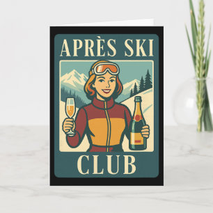Tarjeta Club Après Ski Esquí Retro Vacaciones de Invierno
