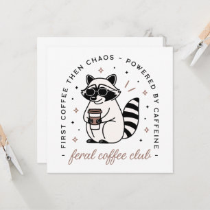 Tarjeta Club de amantes del café Raccoon divertido animal 