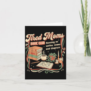 Tarjeta Club de lectura de mamás cansadas diseño retro div