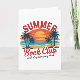 Tarjeta Club de lectura retro de verano divertido vacacion