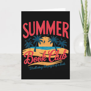 Tarjeta Club de Libros Retro de Verano Vacaciones de Playa