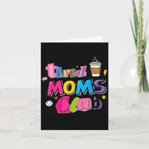 Tarjeta club de mamás cansadas divertido amante del café v