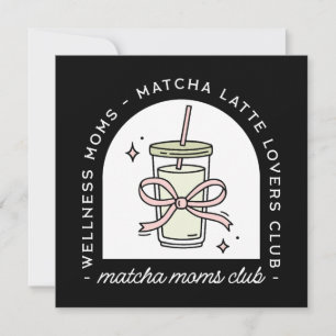 Tarjeta club de mamás de matcha grupo divertido de madres