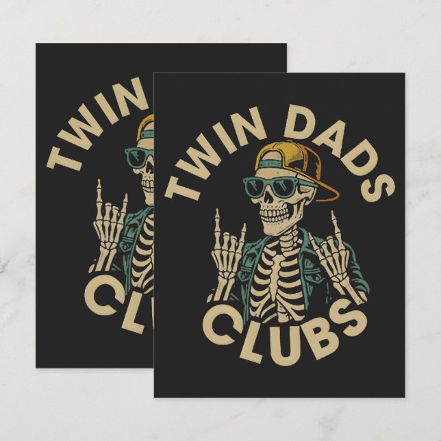 Tarjeta Club de Papás Gemelos Esqueleto (Anverso / Reverso)