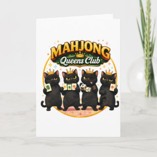 Tarjeta Club de Reinas de Mahjong Gatos Negros Lindos