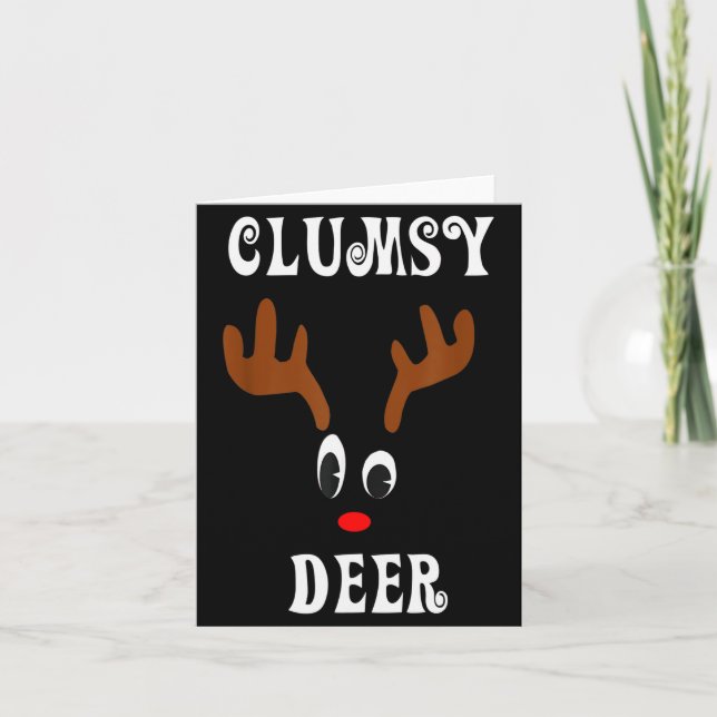 Tarjeta Clumsy Christmas Reindeer Angler Hunt Deer Elk  (Anverso)