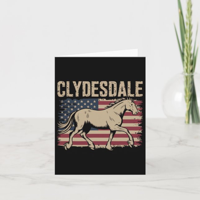 Tarjeta Clydesdale Caballo Gigante Pony Caballo Montado a  (Anverso)