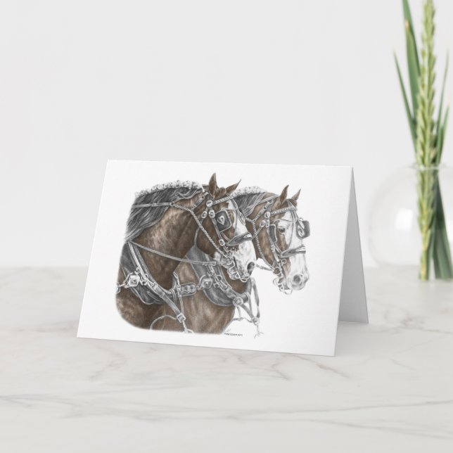 Tarjeta Clydesdale Draft Horse Team (Anverso)