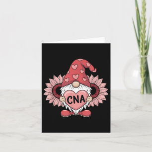 Tarjeta Cna Enfermera Gnome Sostengo Corazón Girasol Valen