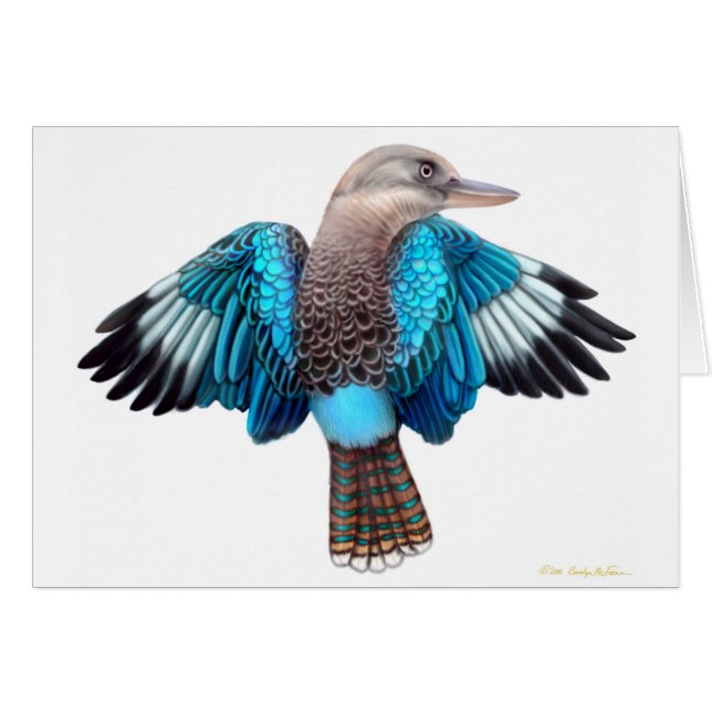 Tarjeta coa alas azul de Kookaburra (Anverso (Horizontal))