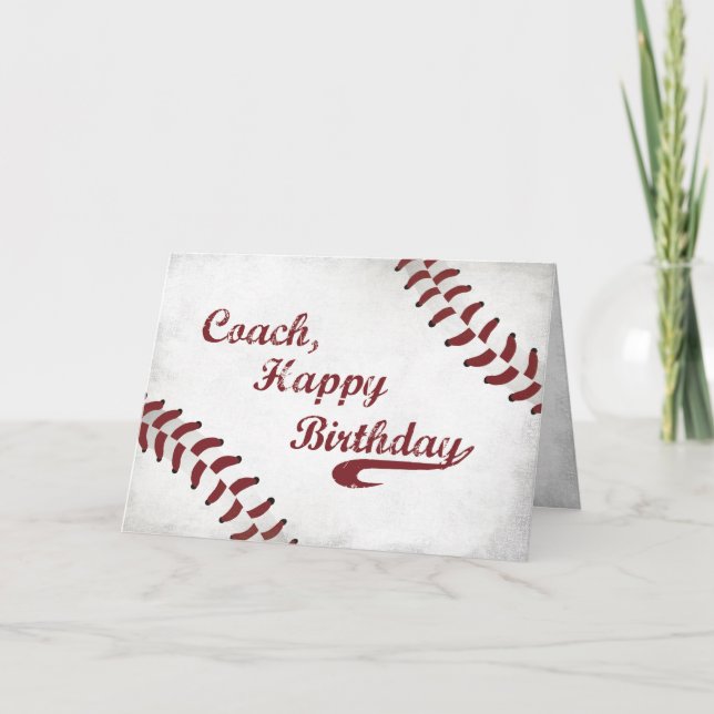 Tarjeta Coach Happy Birday Large Grunge Baseball, Sport (Anverso)