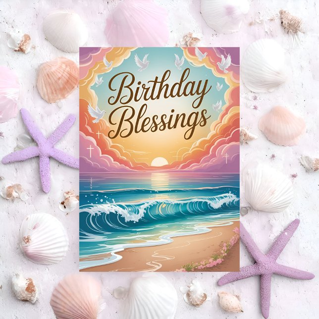 Tarjeta Coastal Birthday Blessings (Subido por el creador)
