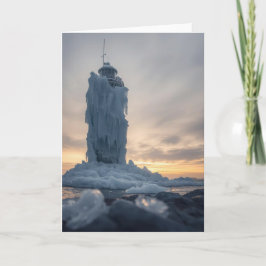Tarjeta coastal lighthouse in winter