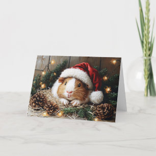 Tarjeta Cobaya con sombrero de Santa