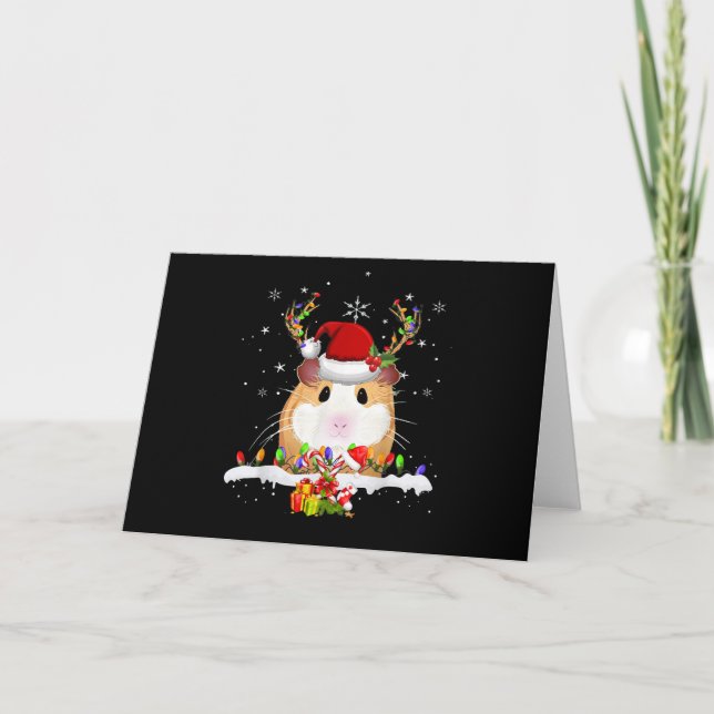 Tarjeta Cobaya Reno de Navidad Luces de Navidad (Anverso)