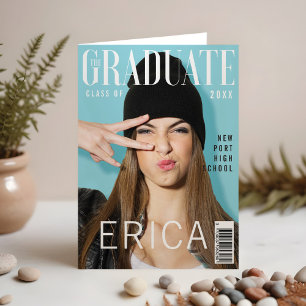 Tarjeta Cobertura de revista de moda inspirada en graduaci