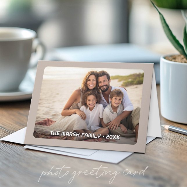 Tarjeta Cobertura total simple de 1 foto - Superposición d (Custom Photo Folded Greeting Card)