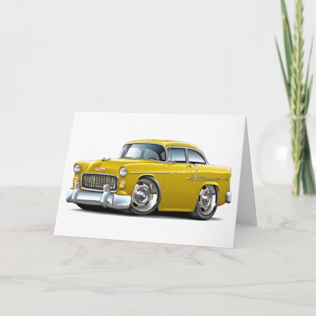 Tarjeta Coche amarillo Chevy Belair 1955 (Anverso)