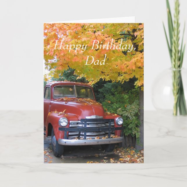Tarjeta Coche antiguo, feliz cumpleaños, papá (Anverso)