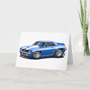 Tarjeta Coche Camaro SS azul-blanco de 1969