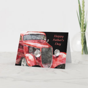 Tarjeta Coche clásico rojo brillante feliz de la