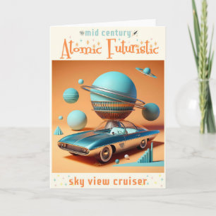 Tarjeta Coche Crucero con Vista al Cielo Futurista Atómico