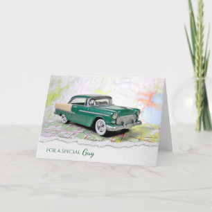 Tarjeta Coche de 1955 en un mapa de carreteras