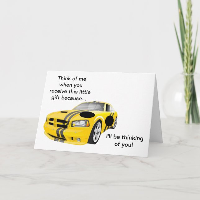 Tarjeta Coche de carreras amarillas que voy a pensar en ti (Anverso)