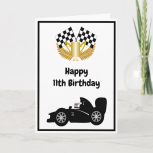 Tarjeta Coche de Carreras negra personalizado 11º cumpleañ