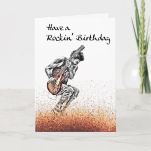 Tarjeta Coche de cumpleaños del guitarrista de rock de gui