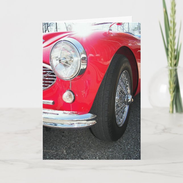 Tarjeta Coche de deportes rojo del cumpleaños (Anverso)