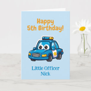 Tarjeta Coche de Policía Felicidades, Niño, 5º Cumpleaños