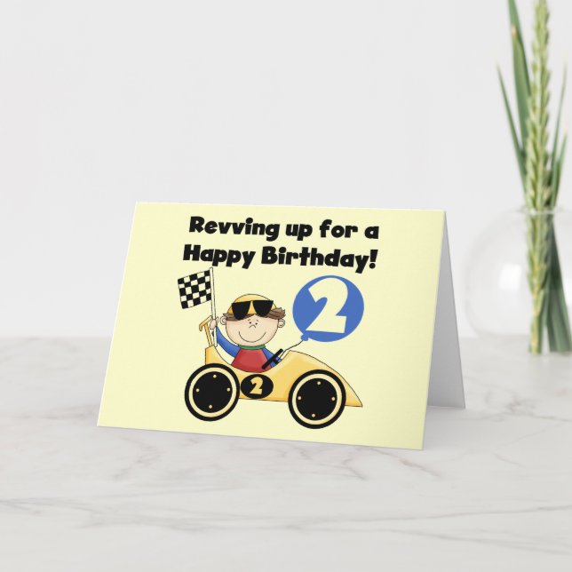 Tarjeta Coche de Raza Amarilla 2ª camisetas de cumpleaños  (Anverso)
