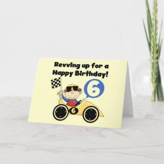 Tarjeta Coche de raza amarilla 6 camisetas de cumpleaños y