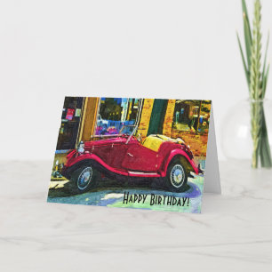 Tarjeta Coche del Oldtimer del feliz cumpleaños