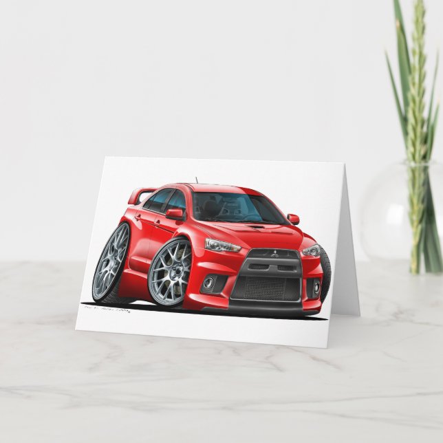 Tarjeta Coche del rojo de Mitsubishi Evo (Anverso)