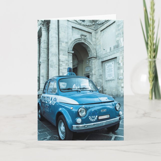 Tarjeta Coche policía de Fiat 500 en Italia (Anverso)