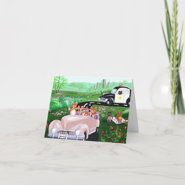 Tarjeta Coche policía divertido Creationart del poli del (Anverso)