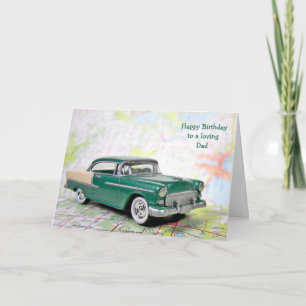 Tarjeta Coche retro para cumpleaños de papá