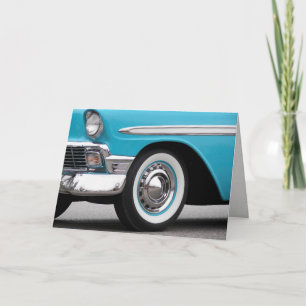 Tarjeta coche retro turquesa