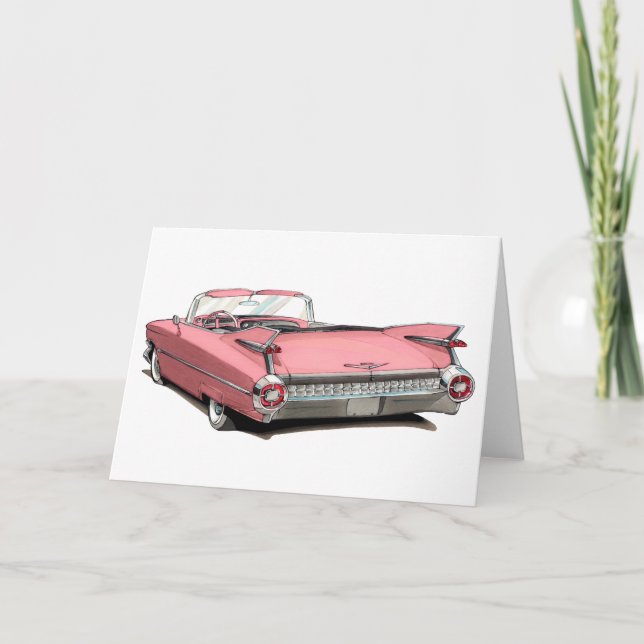 Tarjeta Coche rosado 1959 de Cadillac (Anverso)