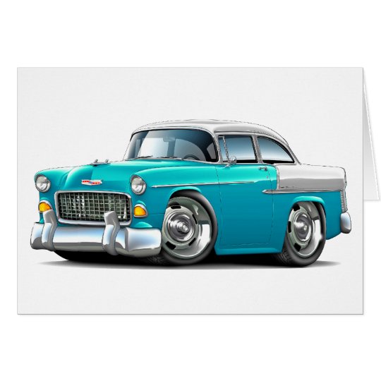 Tarjeta Coche Turquesa-Blanco 1955 de Chevy Belair